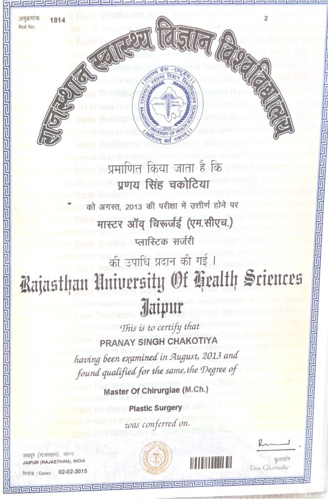 M.Ch. Plastic Surgery Degree